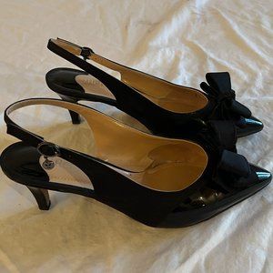 J. Renee Gabino Patent Bow Detail Slingback Pumps - 10W